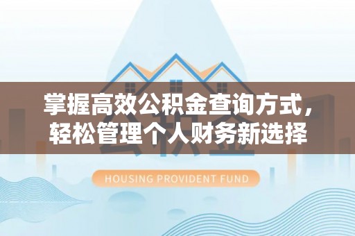 温岭掌握高效公积金查询方式，轻松管理个人财务新选择
